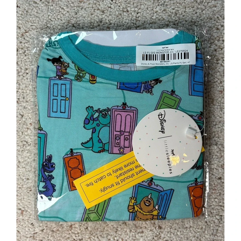 Little Sleepies Pixar Monsters Inc Scream Team Long sleeve PJ set 4T NEW
